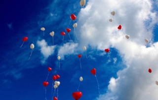 Heart Balloons in Sky